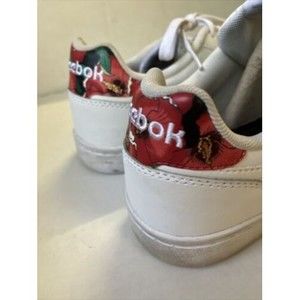 Reebok Classic White Running Sneakers with Red Floral Design Shoe Size 10